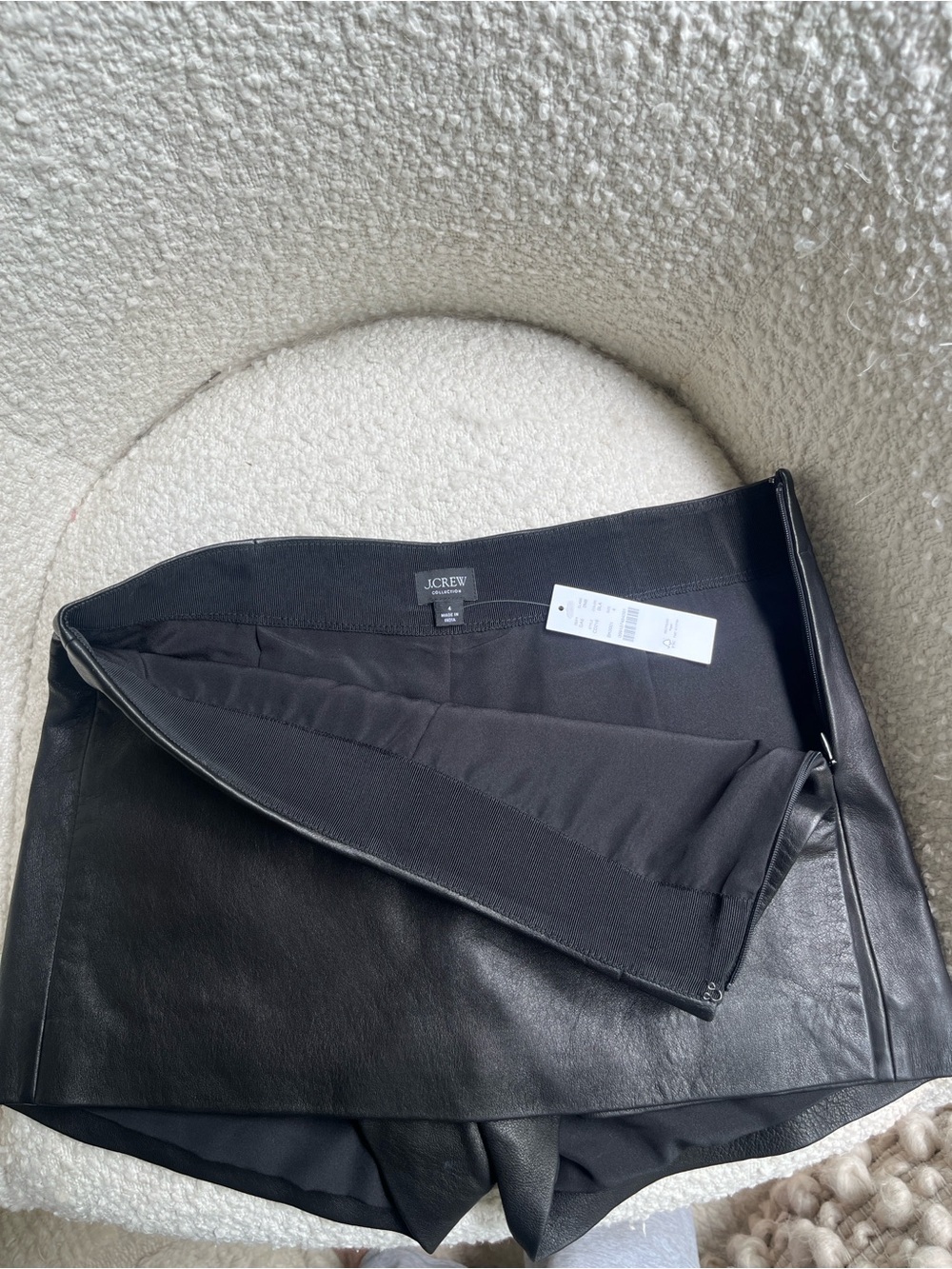J. Crew Collection Black Real Leather Mini Skort. NWT Never Been Worn